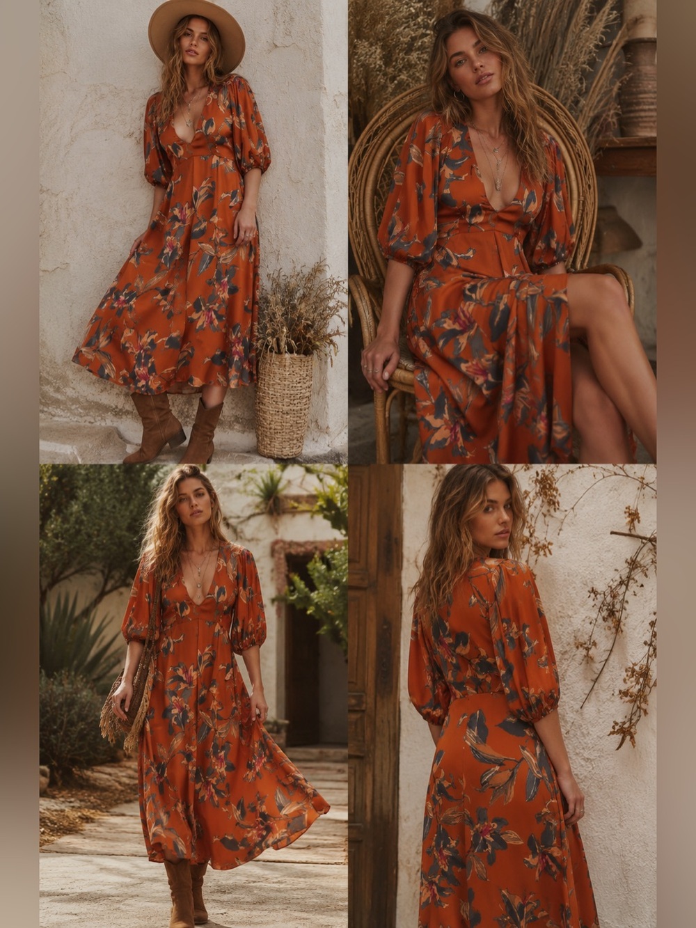 ONE THE LAND | Floral Satin Midi Dress
